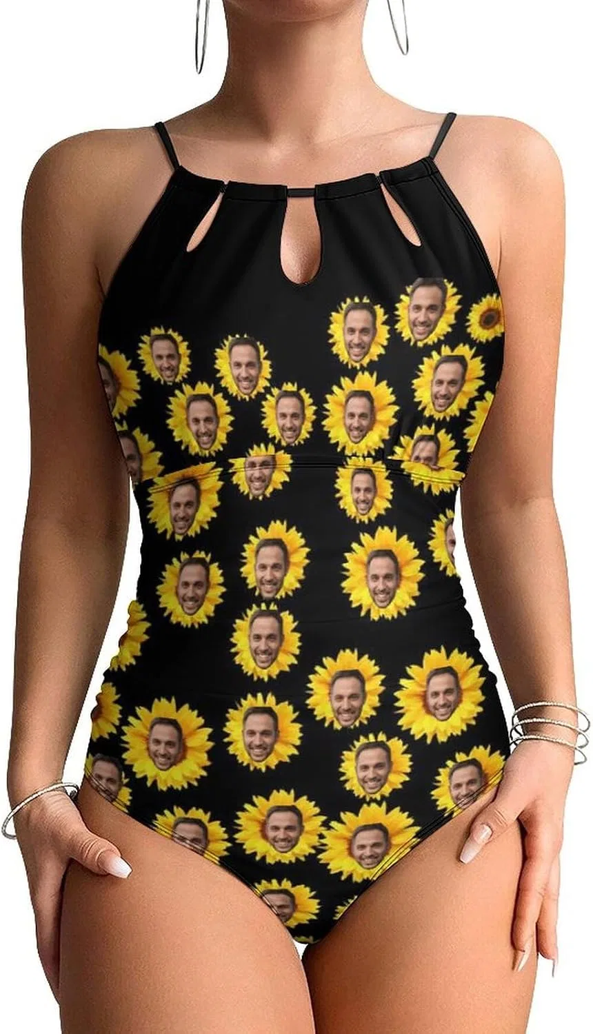 Женский слитный купальник с кастомизацией Sunflowers Pattern, Sunflowers Pattern_15