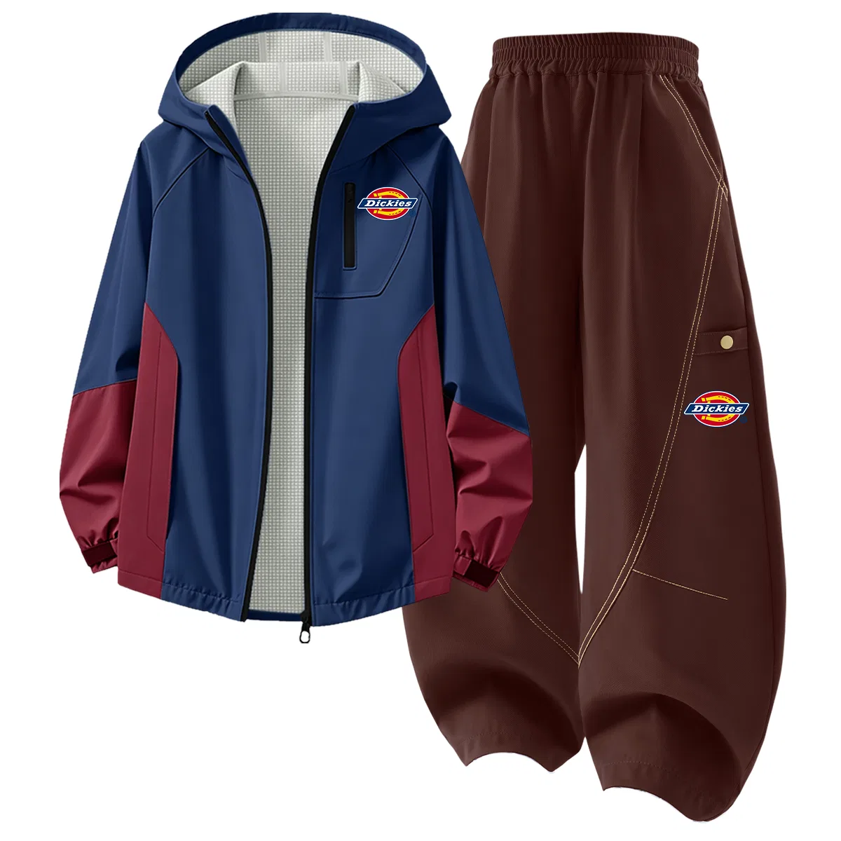 Детский спортивный костюм с капюшоном, умеренной растяжимости, Dickies, Silicone Standard K Night Navigation Blue/Silicone Standard K Right Middle Mocha Coffee
