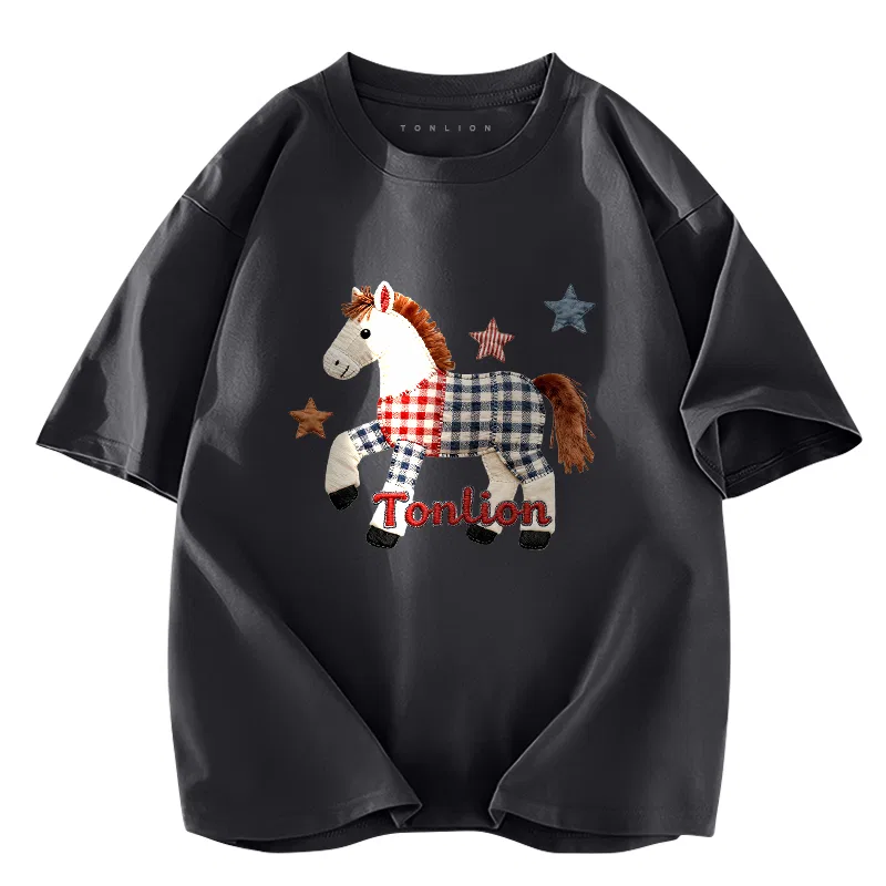 Детская футболка хлопковая с коротким рукавом Tonlion, Heather Navy