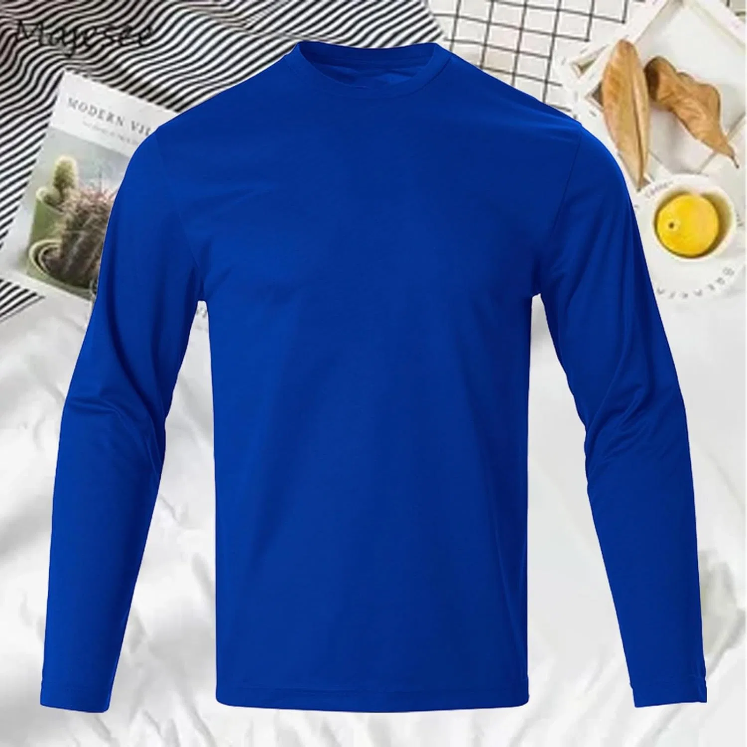 Мужская футболка с длинным рукавом, облегающая Crew Neck, Blue — фото 2