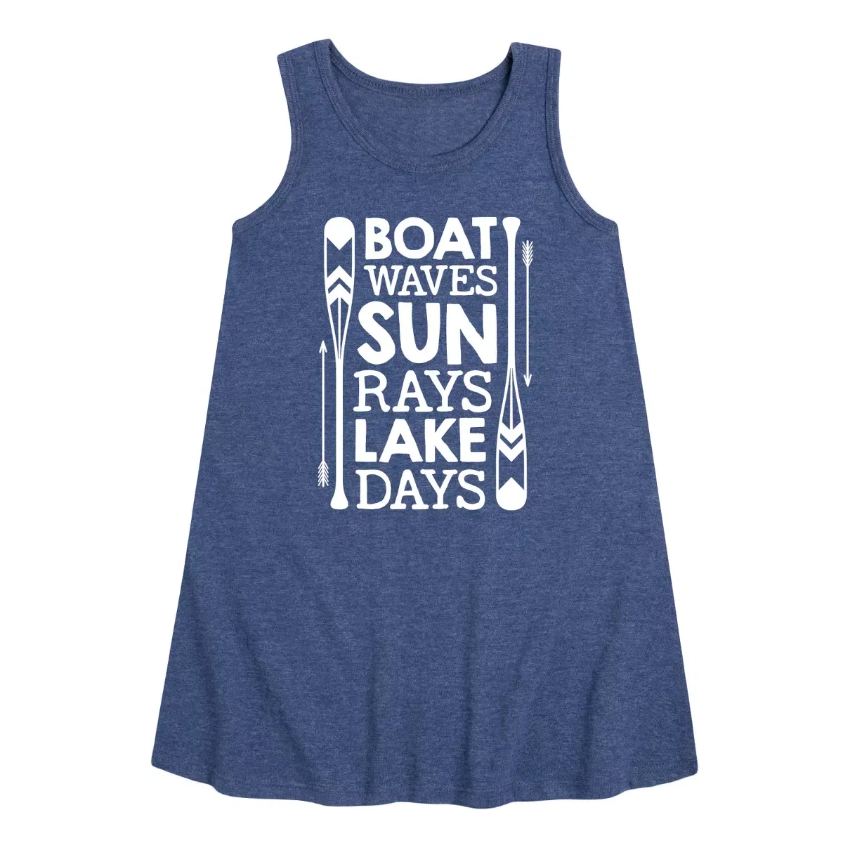 Детское платье-трапеция без рукавов с принтом Lake Days Quote Instant Message, Heather Navy