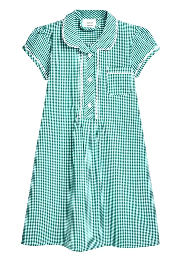 Платье дневное на пуговицах Next, клетка, зеленый