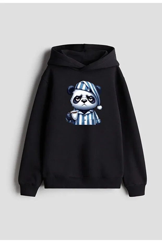 Детское худи для мальчиков с принтом Sleepy Panda Moda, Black