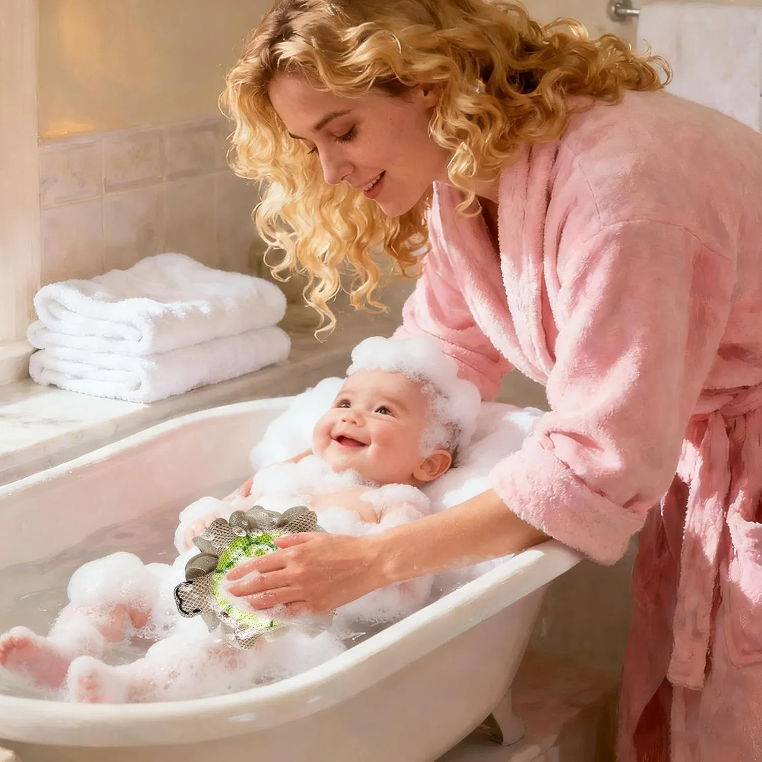 Мочалка для душа детская, Generisch, 1 шт, 15x17 см — фото 4