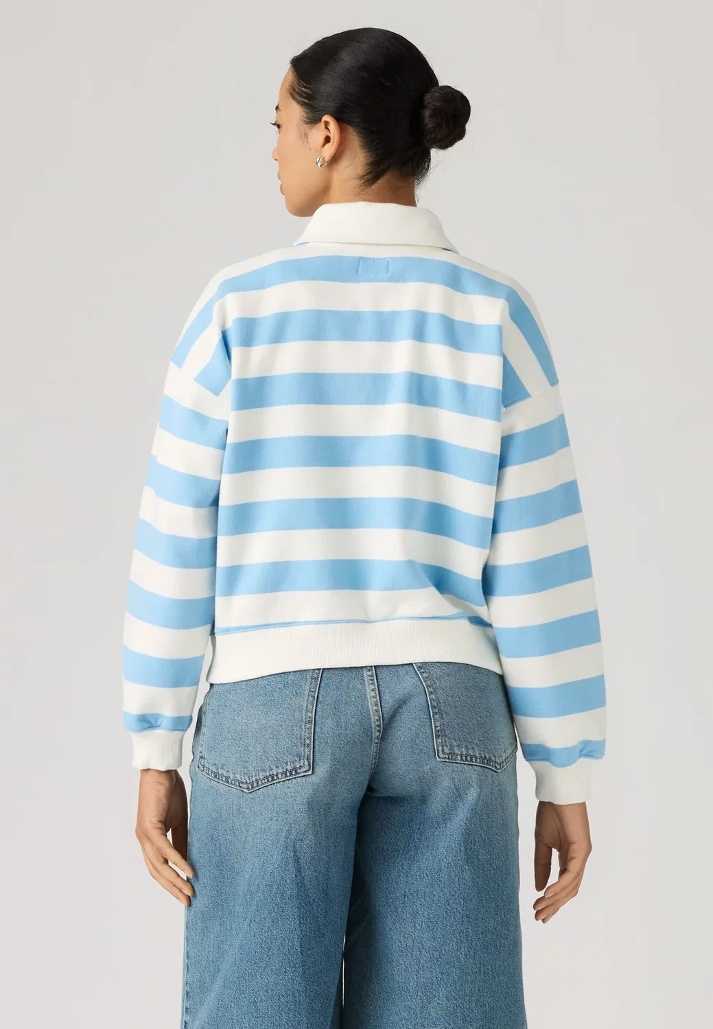 Винтажная флисовая толстовка для регби Gr Levi'S, Stripe Rugby Arch Logo Alaskan Blue — фото 3