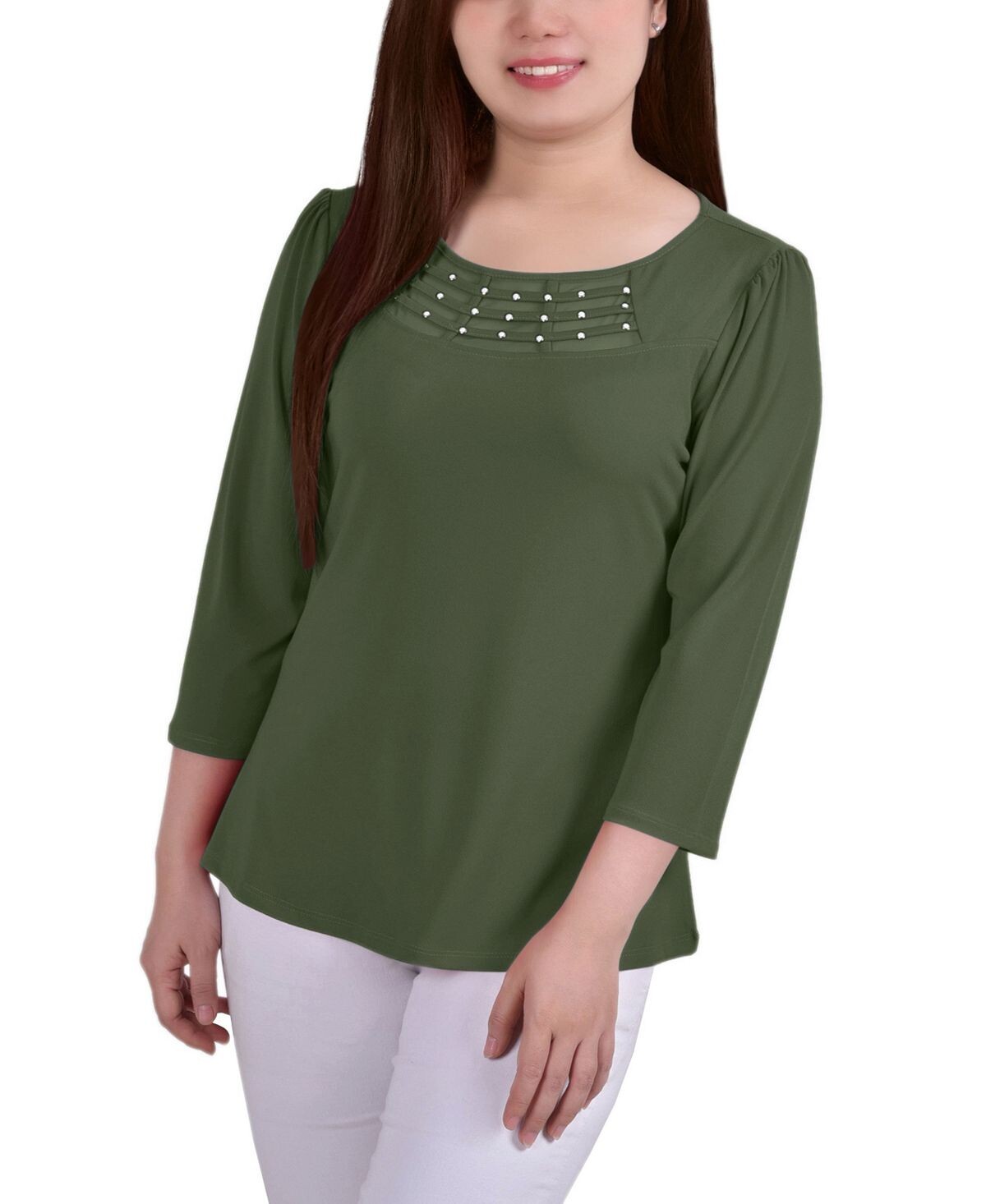 

Женский топ из креповой вязки с полосками NY Collection