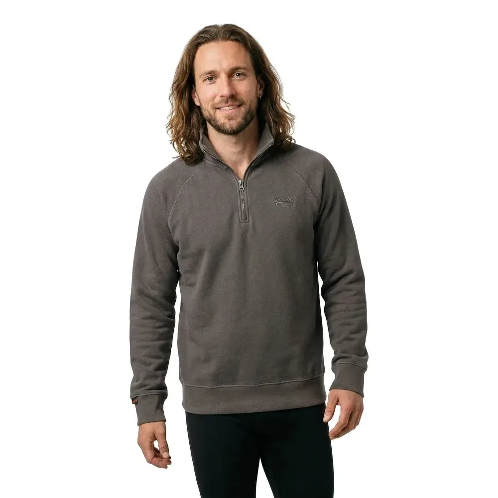 Свитшот полушерстяной Superdry Essential Logo half zip, серый — фото 3