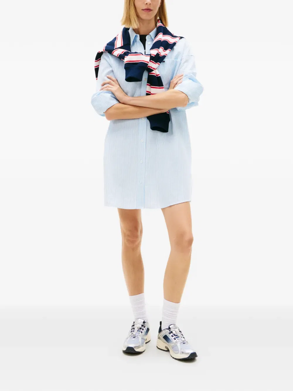 Полосатое мини-платье-рубашка Tommy Hilfiger, синий — фото 2