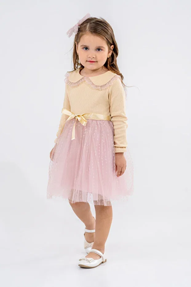Детское платье для девочек с воротником Baby collar dress with tutu skirt Dfn, Lila