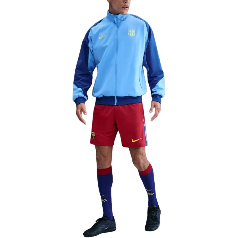 Мужские шорты FC Barcelona 2025/26 Stadium Fourth Dri-FIT Replica Shorts 'Salsa Red Gym Nike, Salsa Red/Gym Blue/University Blue/Opti Yellow — фото 3
