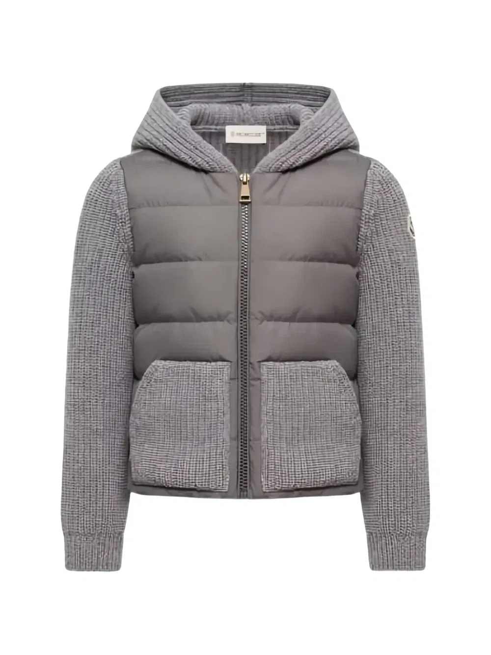 Стеганая куртка с деталями-панелями Moncler Enfant, серый