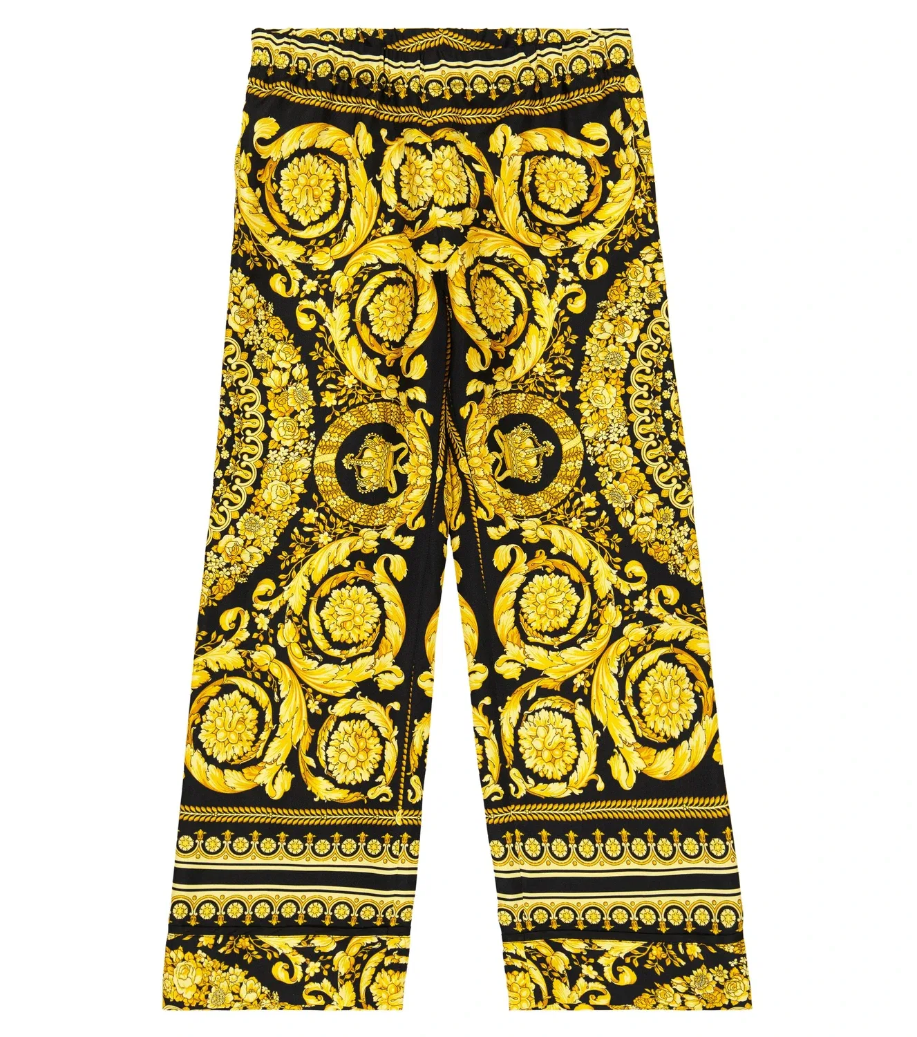 Брюки из шелка с принтом Versace Kids, черный