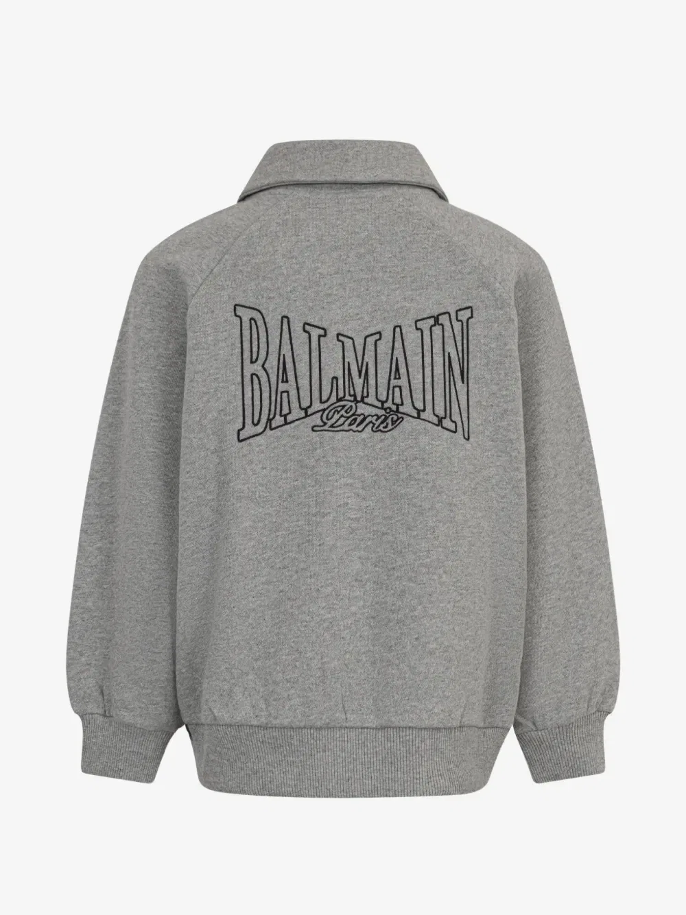 Бомбер на пуговицах с вышитым логотипом Balmain Kids, серый — фото 2