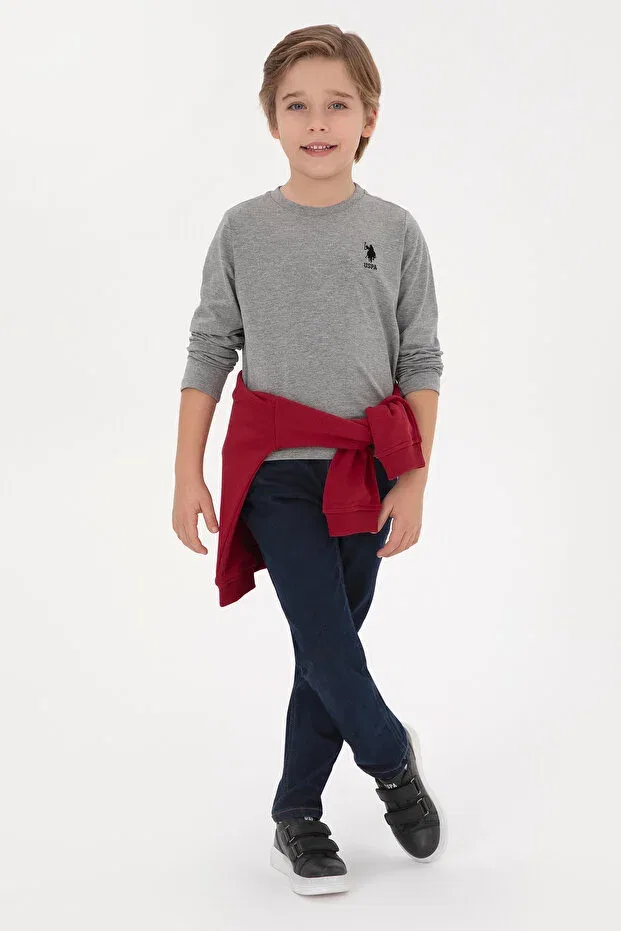 Детское для мальчиков свитшот с длинным рукавом U.S. Polo Assn., Gray Melange — фото 2