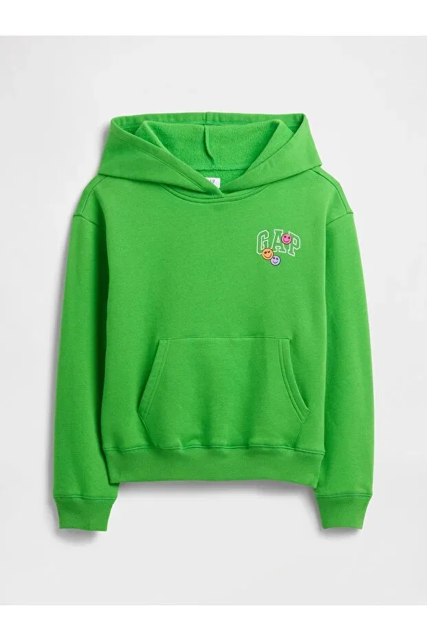 Детское худи для девочек с принтом Logo Hooded Gap, Green