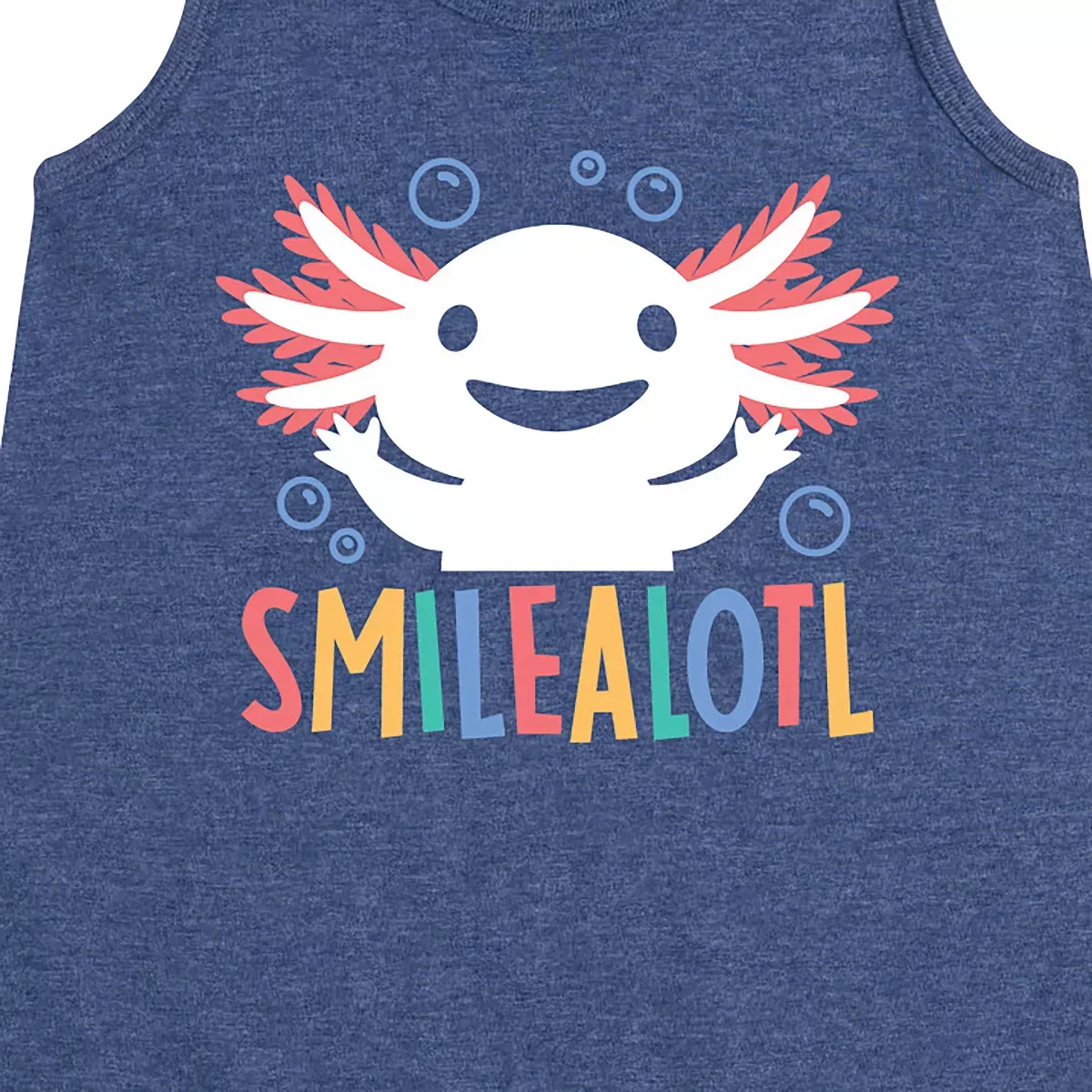 Детское платье-трапеция без рукавов с принтом Smilealotl Instant Message, Heather Navy — фото 2