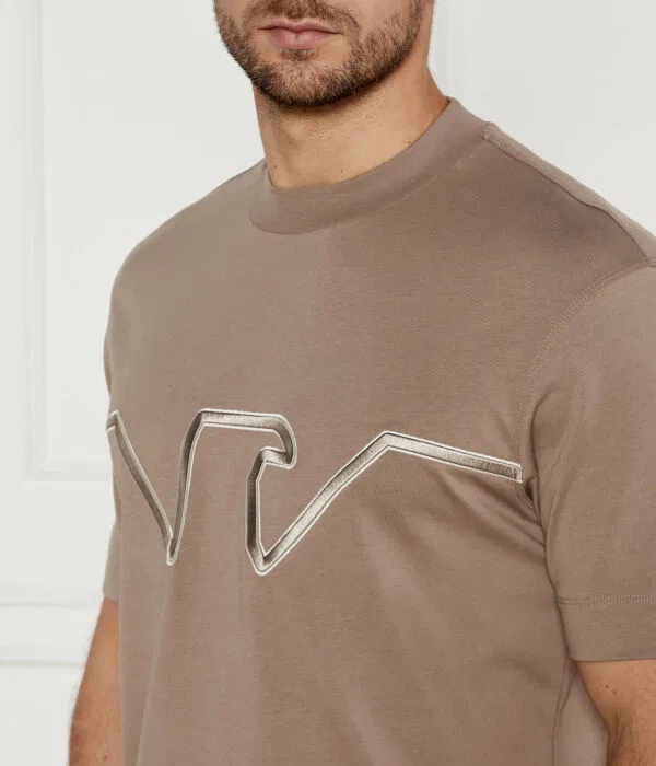 Мужская футболка с круглым вырезом Emporio Armani, бежевый — фото 4