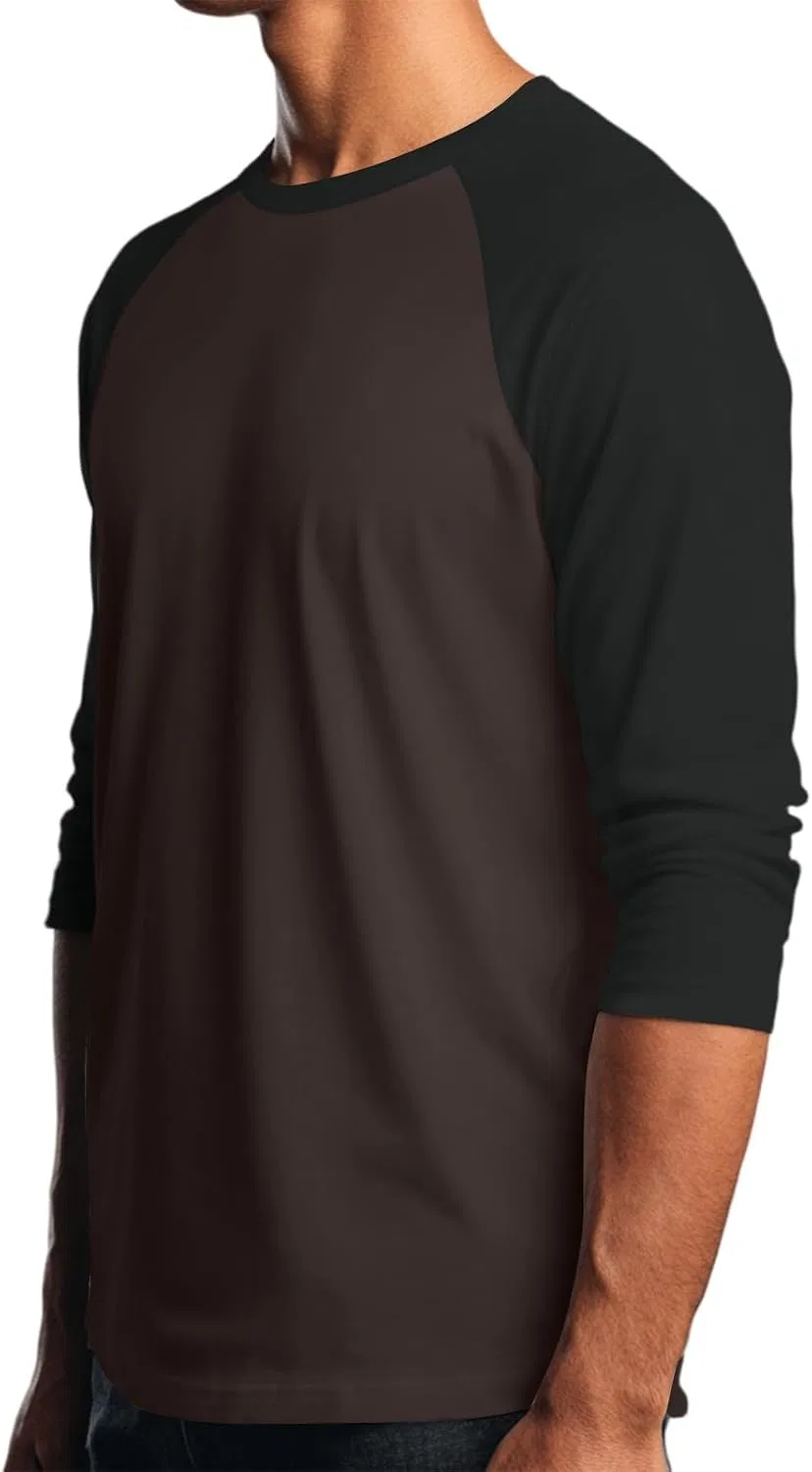Мужская футболка с блокированным цветом 3/4 рукава Oversized, Brown — фото 2