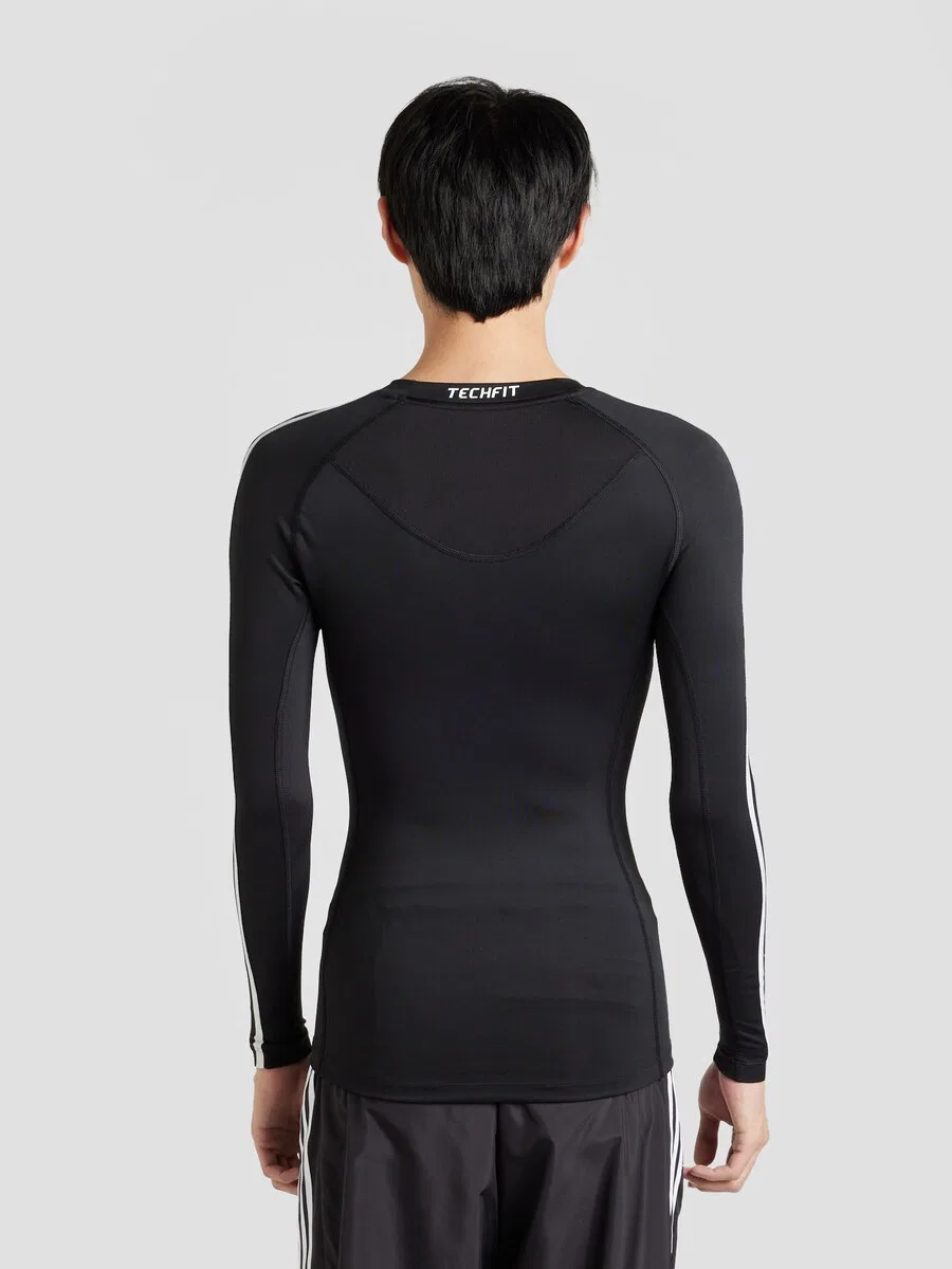 Спортивная футболка ADIDAS PERFORMANCE Performance Shirt 'TECHFIT Compression Training 3-Stripes Long Sleeve' черного цвета — фото 3