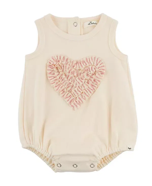Детский боди-комбинезон для девочек с принтом Heart Bubble Oh Baby!, Natural