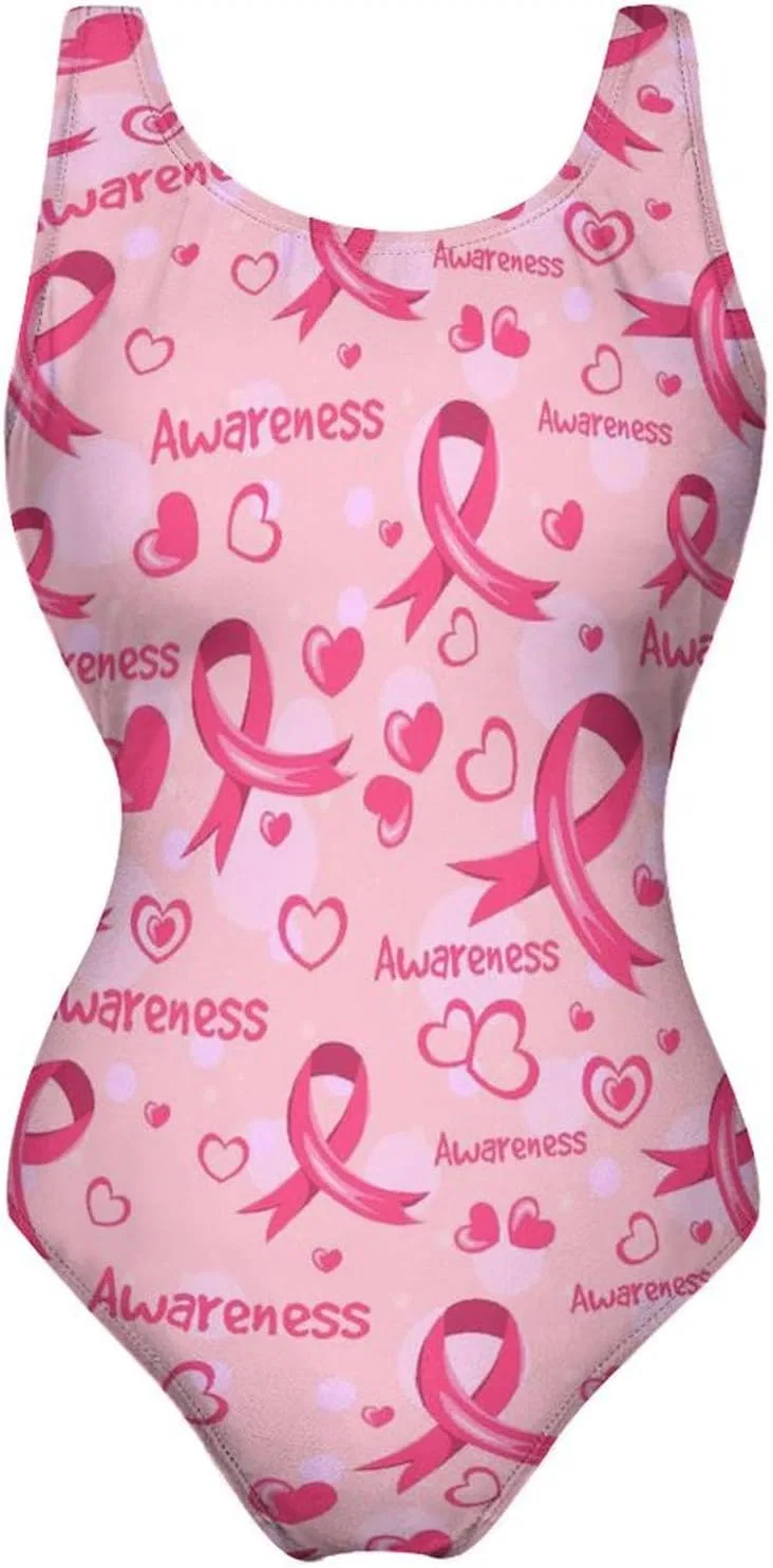 Женский цельный купальник с текстурой рыбьей чешуи, Breast Cancer Awareness Sketch-14 — фото 4
