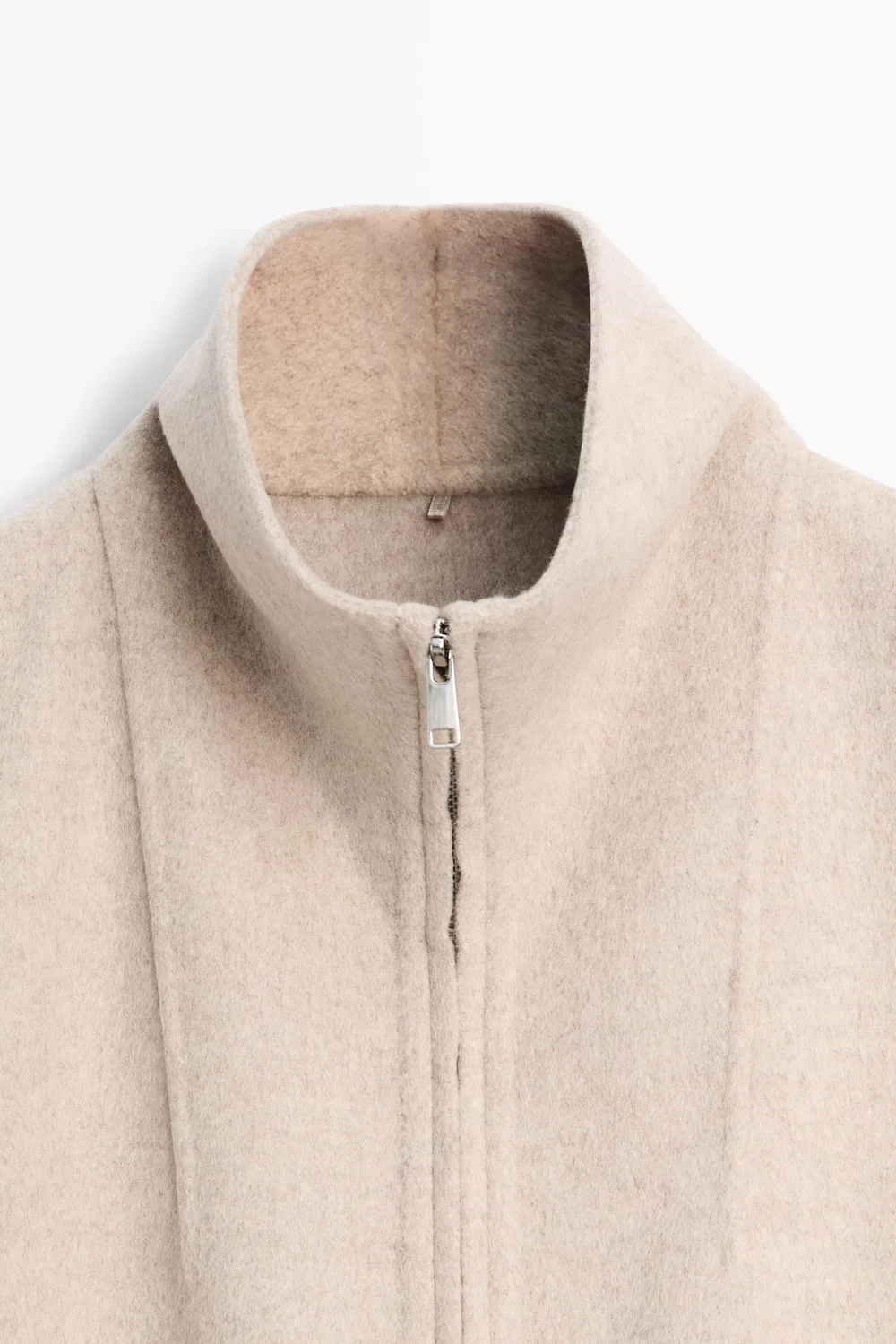 Бомбер Massimo Dutti, из шерстяной смеси, бежевый — фото 4