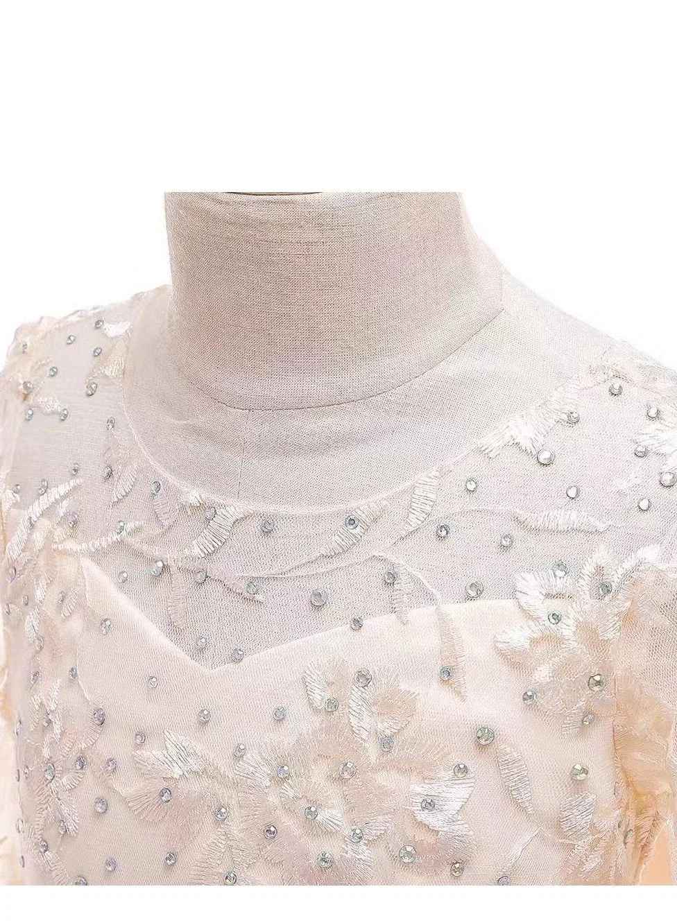 Платье с кружевным принтом макси Best Gift Fashion, бежевый — фото 4