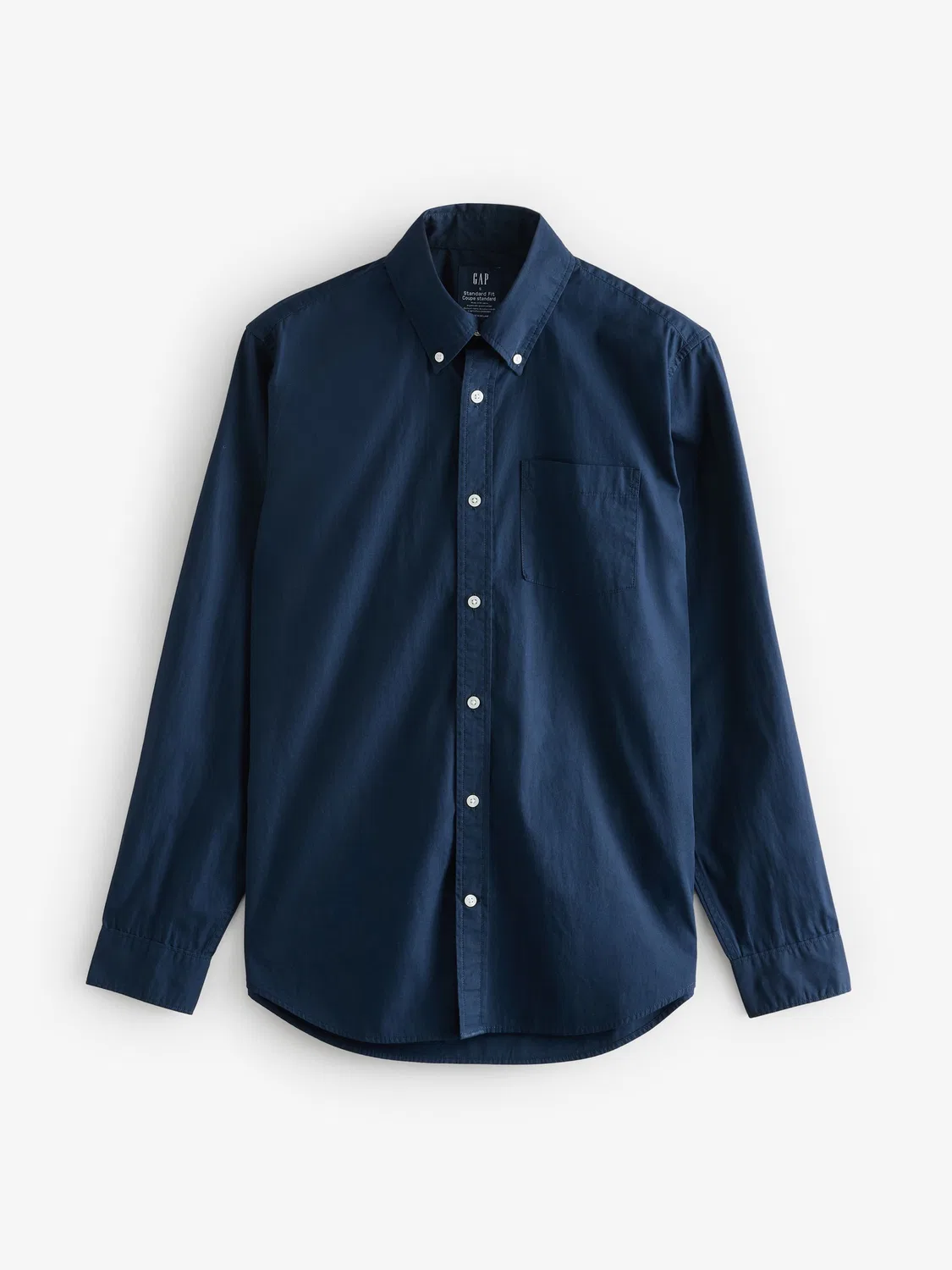 Рубашка Gap из хлопкового поплина, классическая, Navy Blue — фото 4