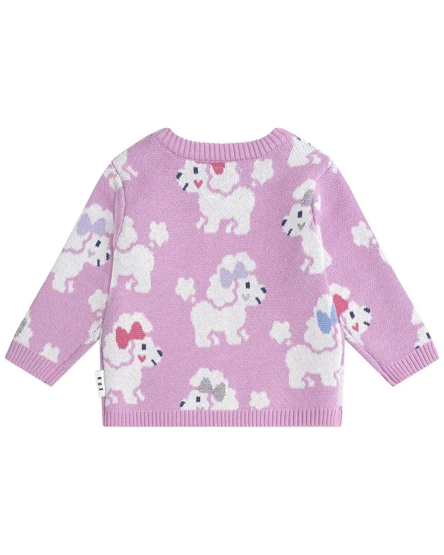 Детский пуловер из трикотажа с принтом Poodle Knit Huxbaby, розовый — фото 2