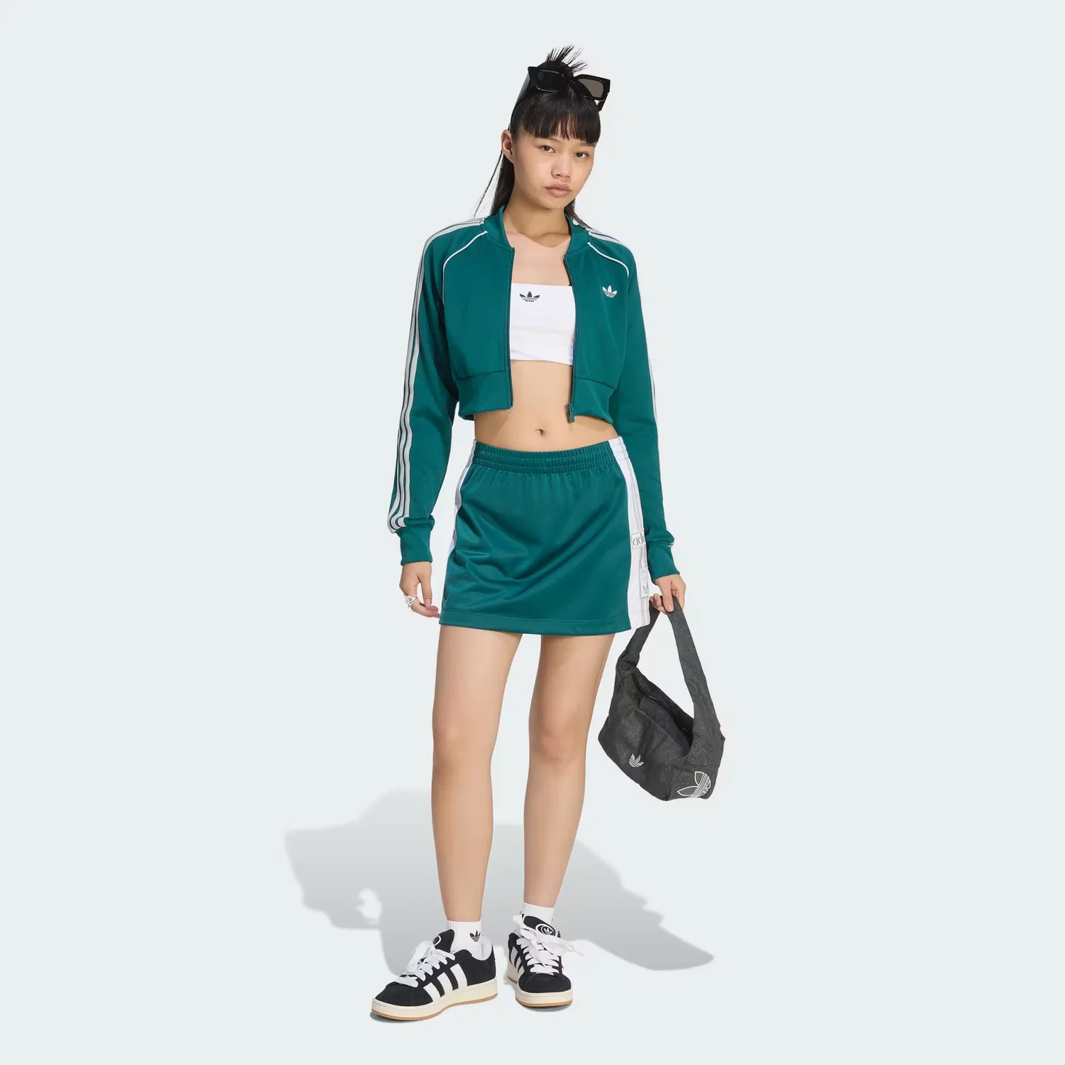 Женская юбка с эластичным поясом Adibreak Adidas Originals, насыщенный зеленый/белый/серый — фото 3
