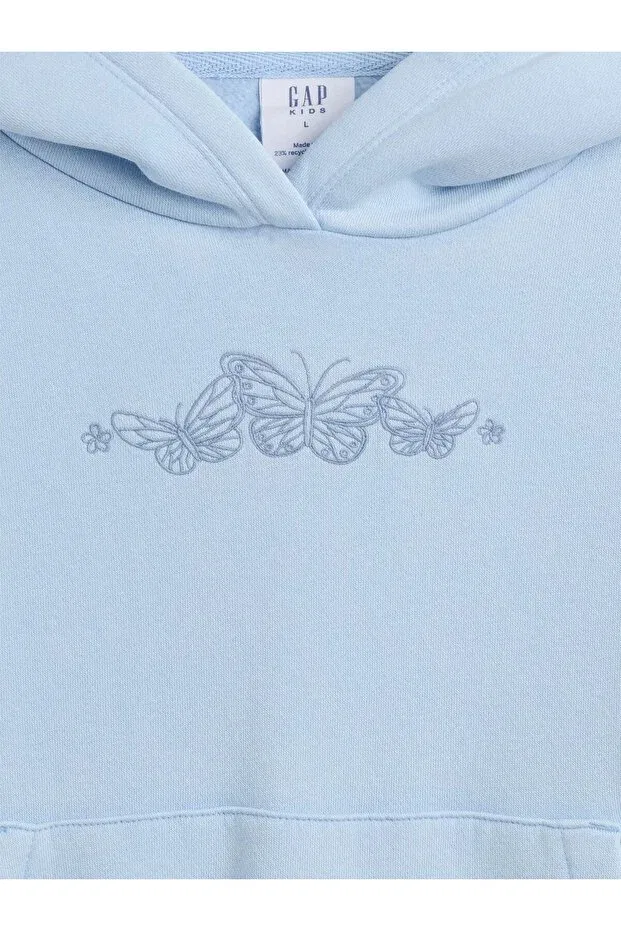 Детское худи для девочек с принтом Vintagesoft Relaxed Logo Gap, Blue002 — фото 3