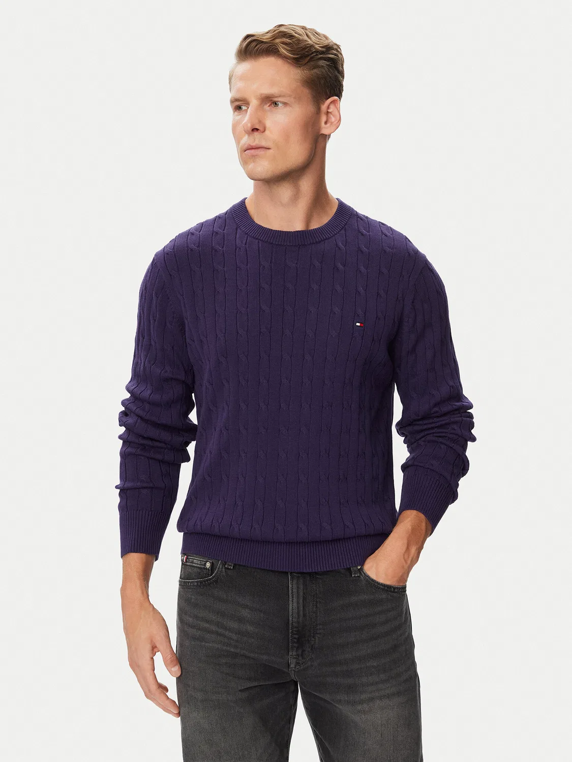 Мужской пуловер стандартного кроя Classic Tommy Hilfiger, фиолетовый