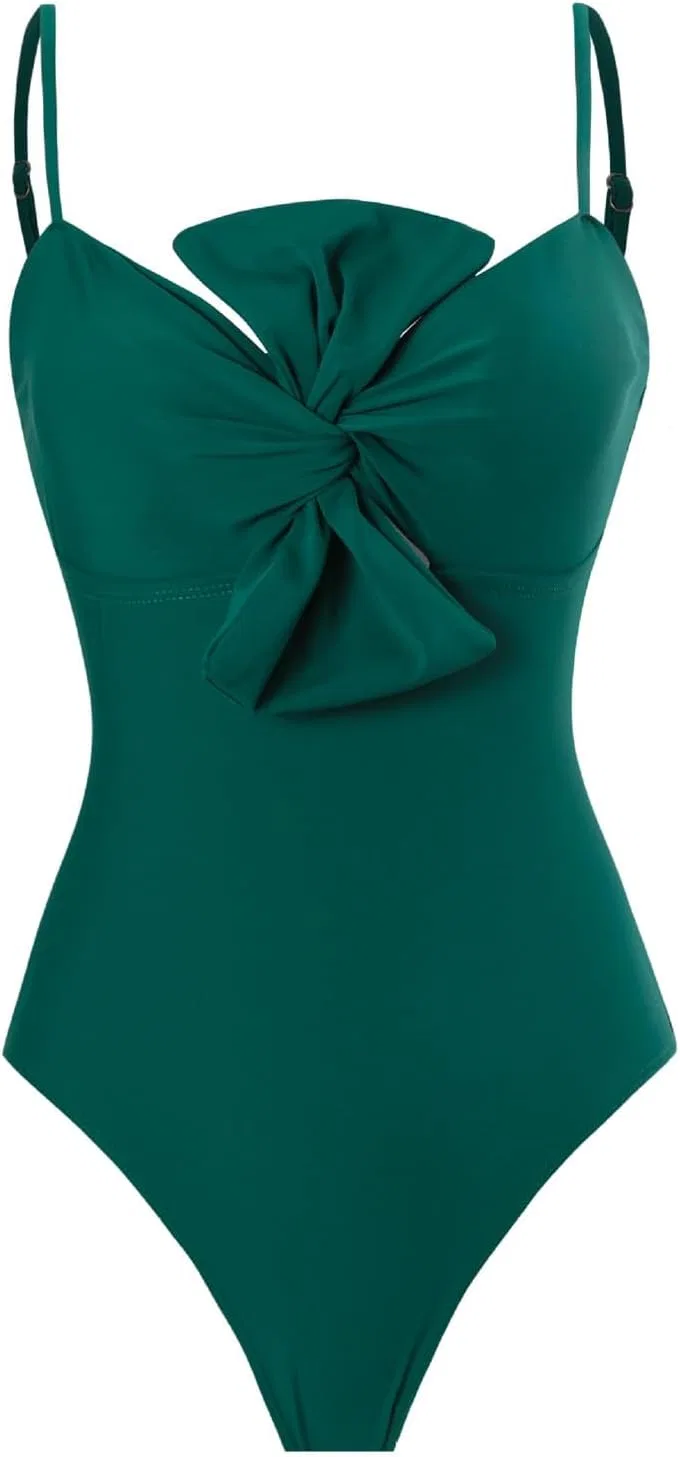 Женский слитный купальник с эффектом утяжки Demi, Green