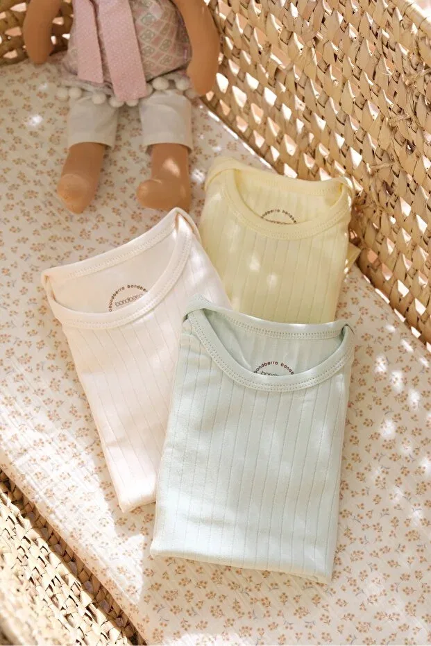 Детское боди-комбинезон без рукавов набор из 3 штук Bondberro, Yellow / Mint / Cream