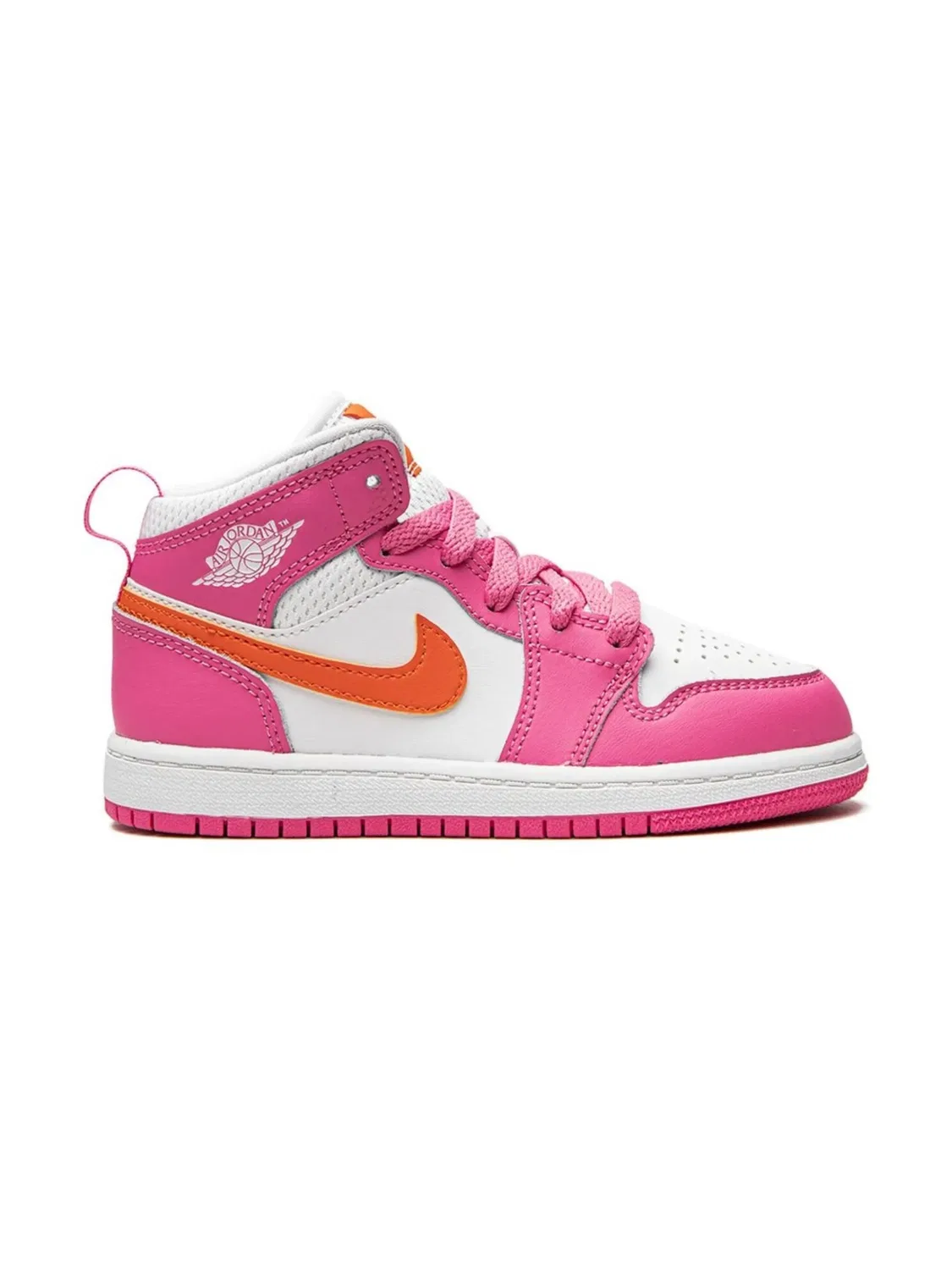 Кроссовки Jordan 1 Mid в розовом, оранжевом и белом цветах — фото 2