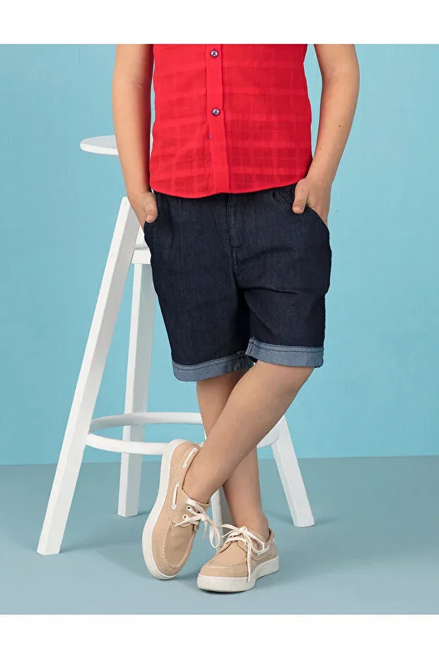 Детские джинсовые шорты для мальчиков с двойной штаниной Ollie&Olla, Navy Blue