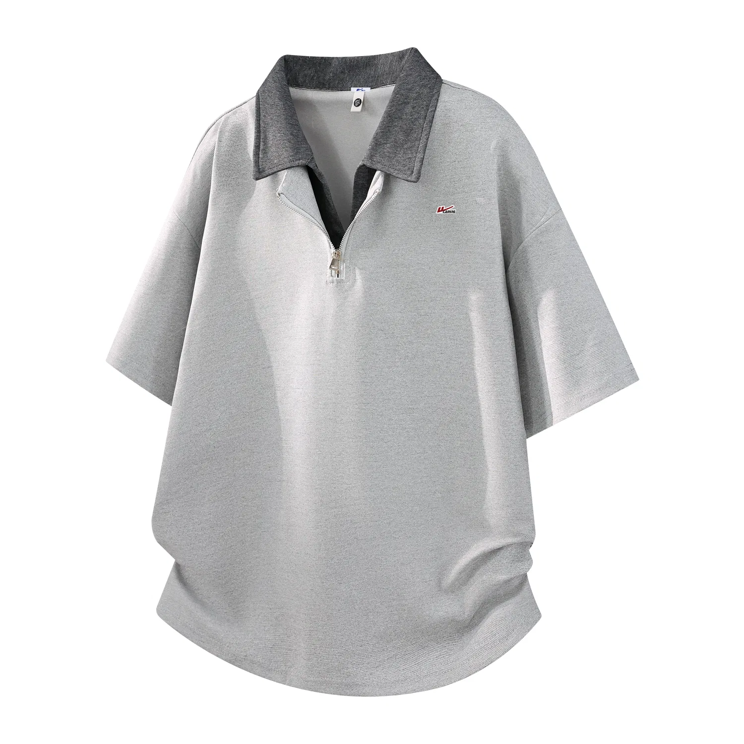 Детское поло с воротником и нашивкой, Polo Shirts Unisex Lapel Thin Mock Two Piece, WARRIOR, White Gray — фото 4