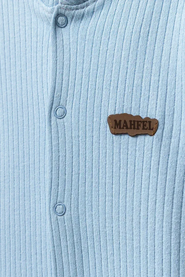 Детское боди-комбинезон с длинным рукавом в полоску Mahfel, Ice Blue — фото 3