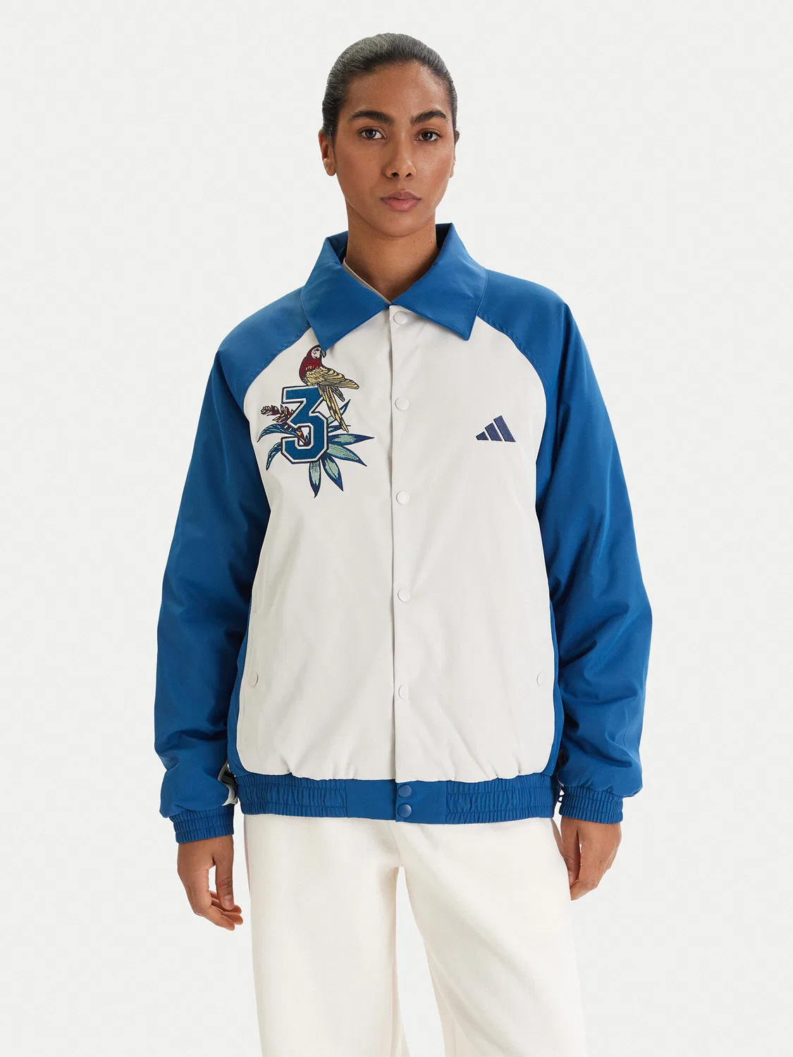 Женский свитшот оверсайз Farm Rio Premium Adidas, синий — фото 3
