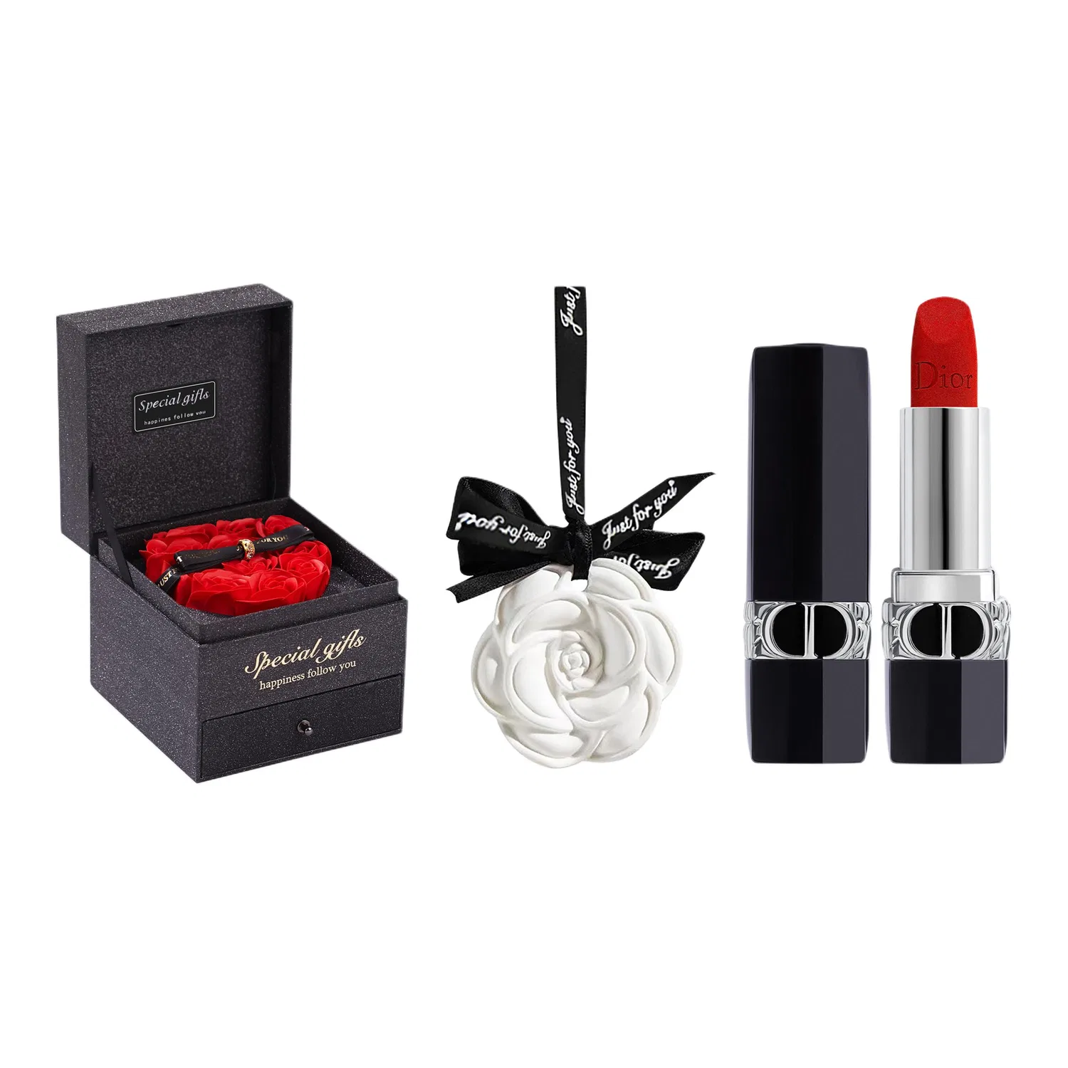Женская помада Dior Rouge Dior 999 Velvet с ароматерапией и розой, DIOR