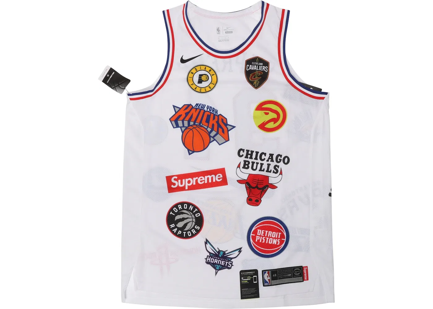 Мужская баскетбольная джерси с принтом логотипов всех команд NBA Supreme Nike NBA Teams Authentic Jersey, White