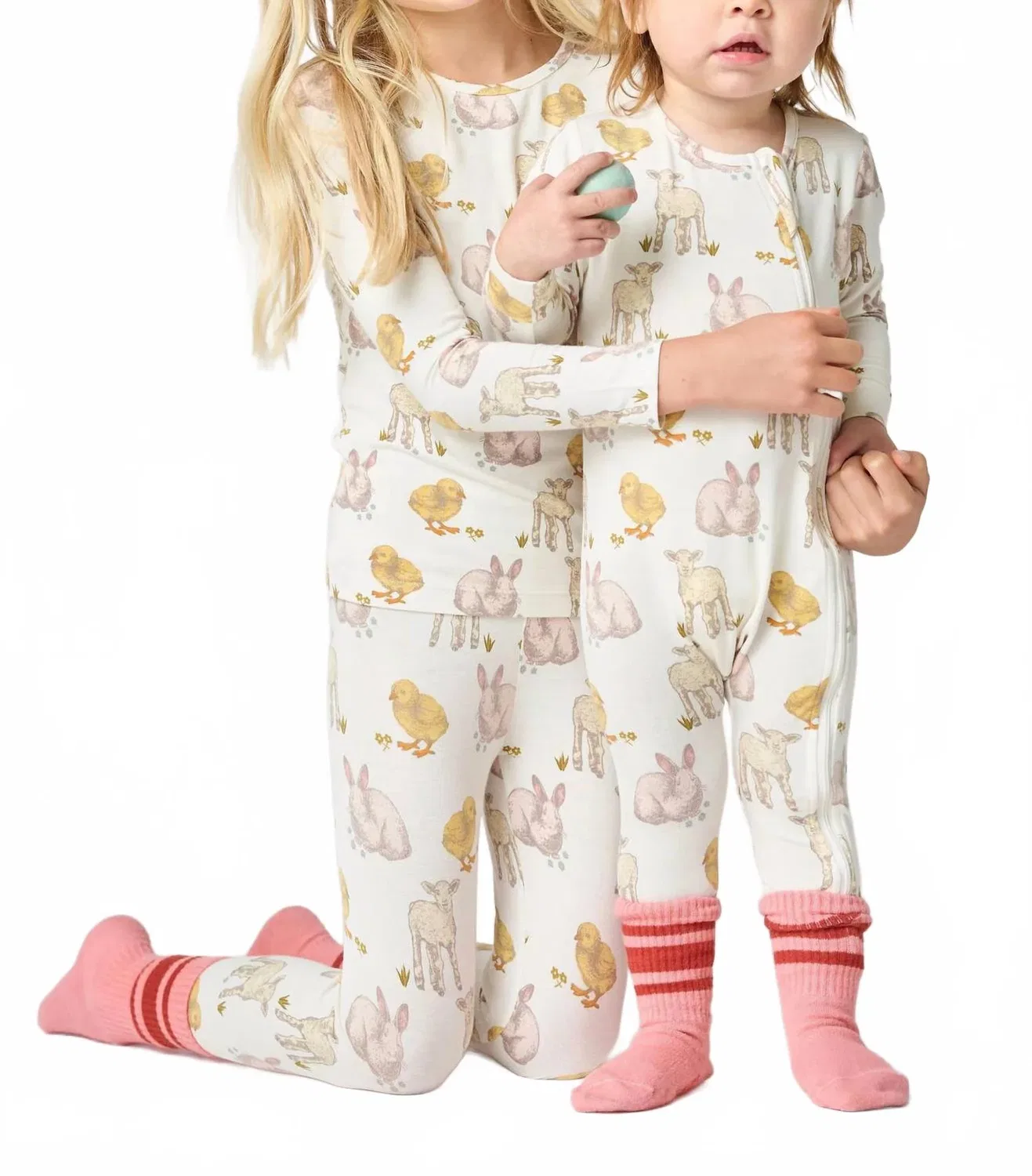 Детский пижамный комплект из бамбука с длинным рукавом Easter Friends Pink Chicken, Easter Friends — фото 2