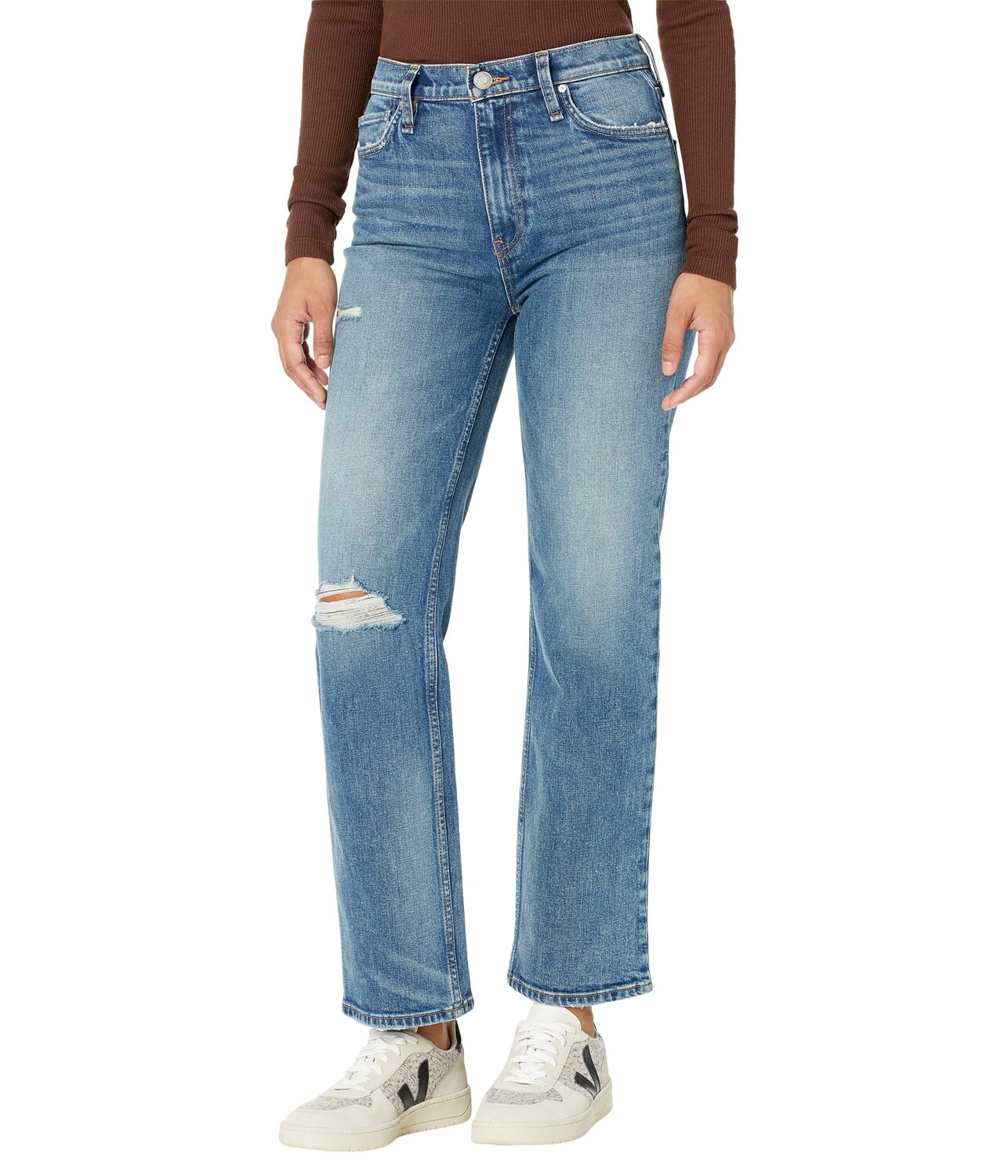 

Джинсы Hudson Jeans, Remi High-Rise Straight Ankle in Destructed Coastal