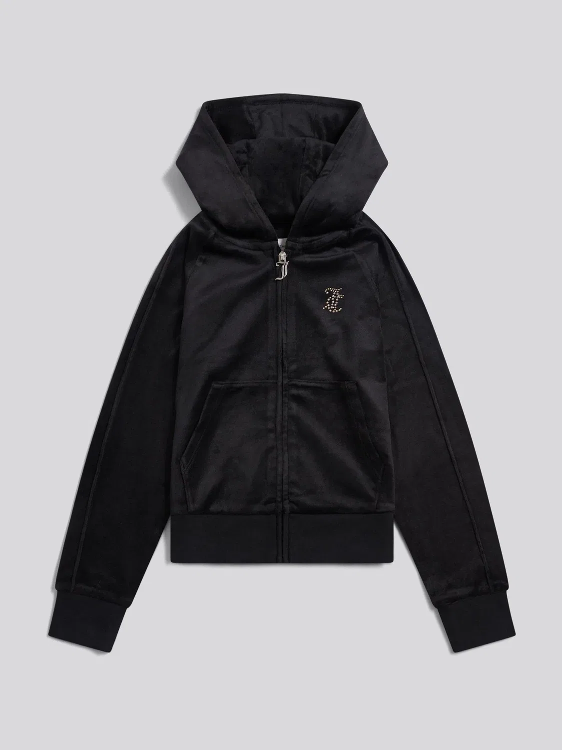 Худи на молнии, велюр Juicy Couture, черный