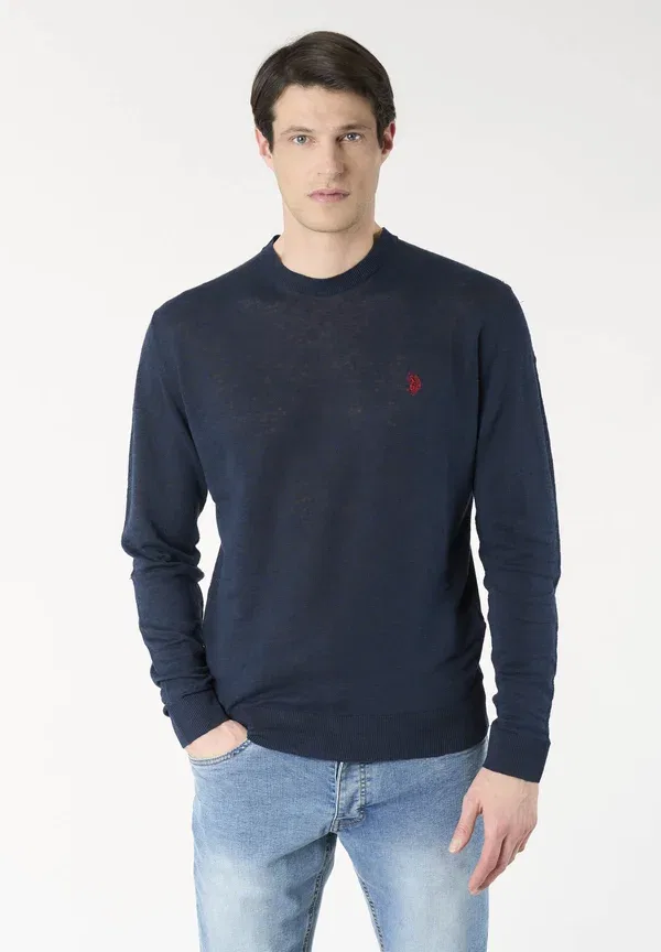 Джемпер из льна и хлопка Jumper U.S. Polo Assn., blu, синий
