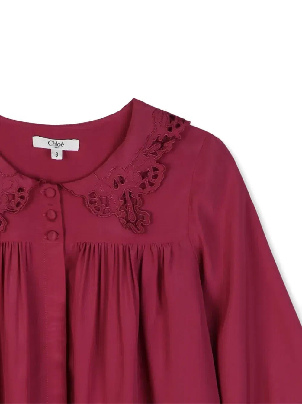 Блузка с английской вышивкой и сборками Chloe Kids, розовый — фото 3