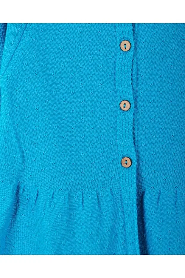 Детский кардиган для девочек с вязаным плетением Minora, Turquoise — фото 2
