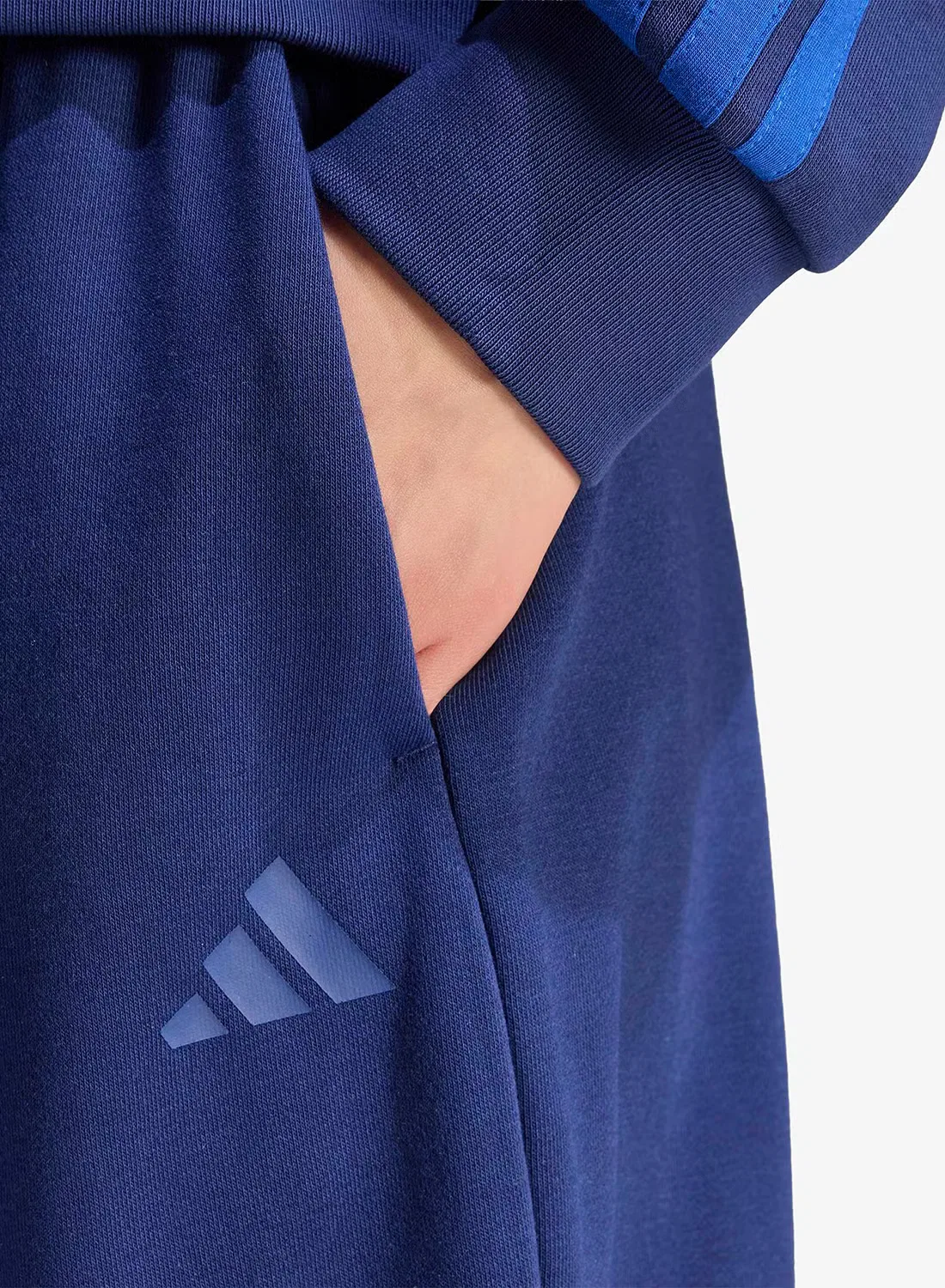 Брюки-бочонок на шнурке Essentials Contemporary French Terry Adidas, темно-синий — фото 4