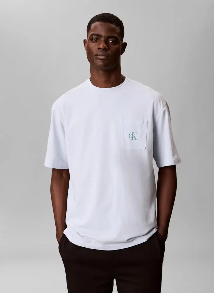 Топ пижамный с логотипом монограммы Icon Cotton Stretch Calvin Klein, синий
