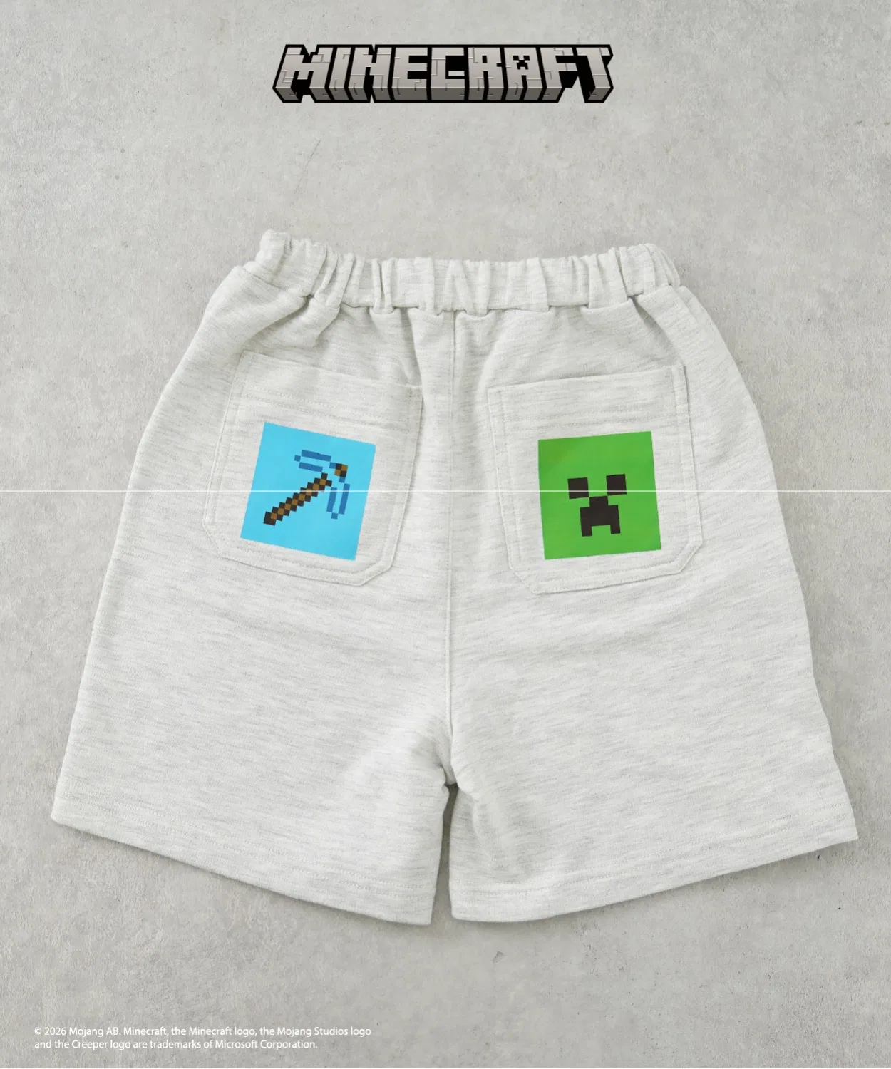 Детские шорты с принтом MOB Icon Pocket MINECRAFT and D. petit main, White